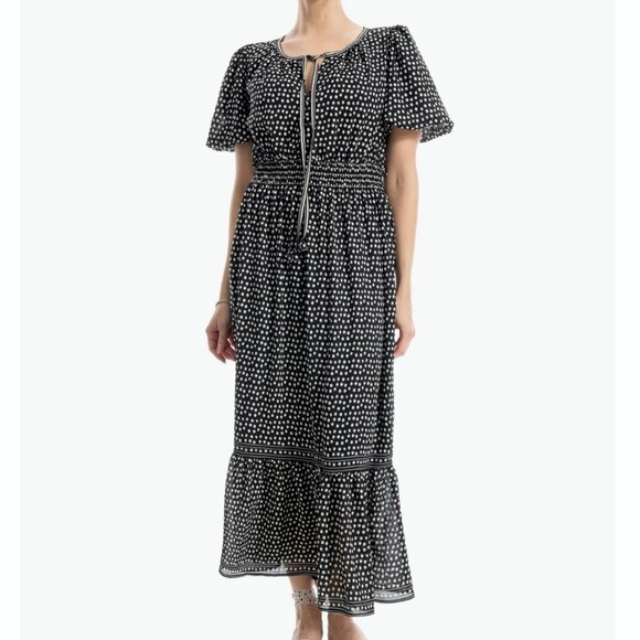 NWT Max Studio London Black/White Polka Dot Tiered Maxi Dress in Women's X-Large - Picture 1 of 16